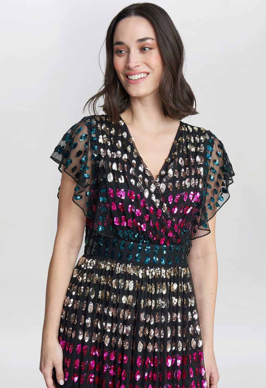 Gina Bacconi Multi Tiffany Multi Colour Sequin Dress