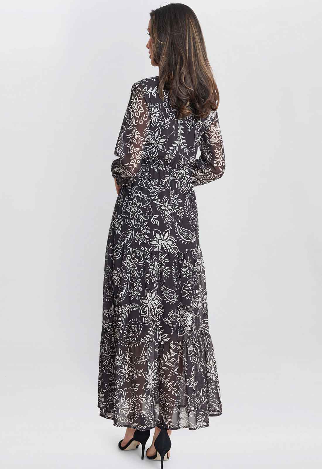 Gina Bacconi Iona Print Stand Collar Dress