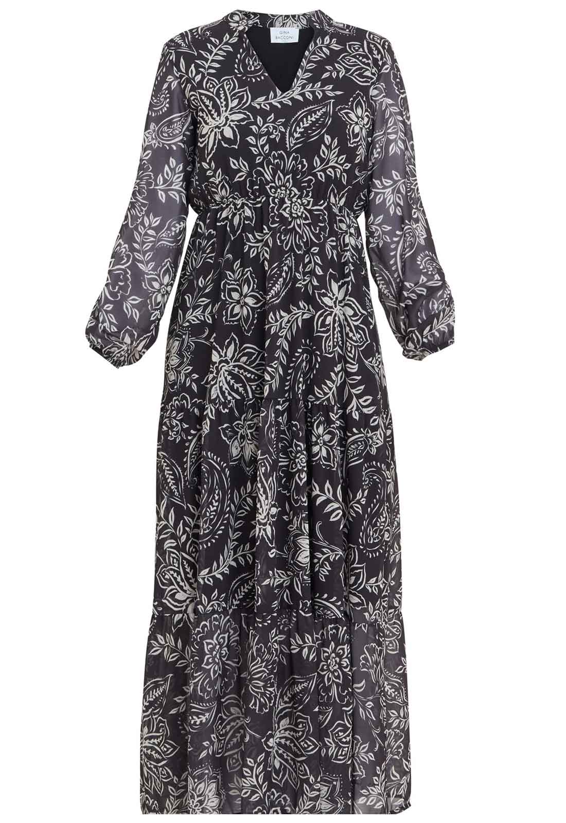 Gina Bacconi Iona Print Stand Collar Dress