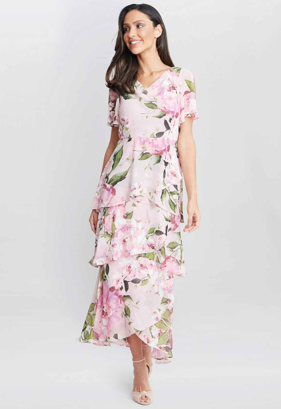 Gina Bacconi Blush Pink Olivia Printed Dress