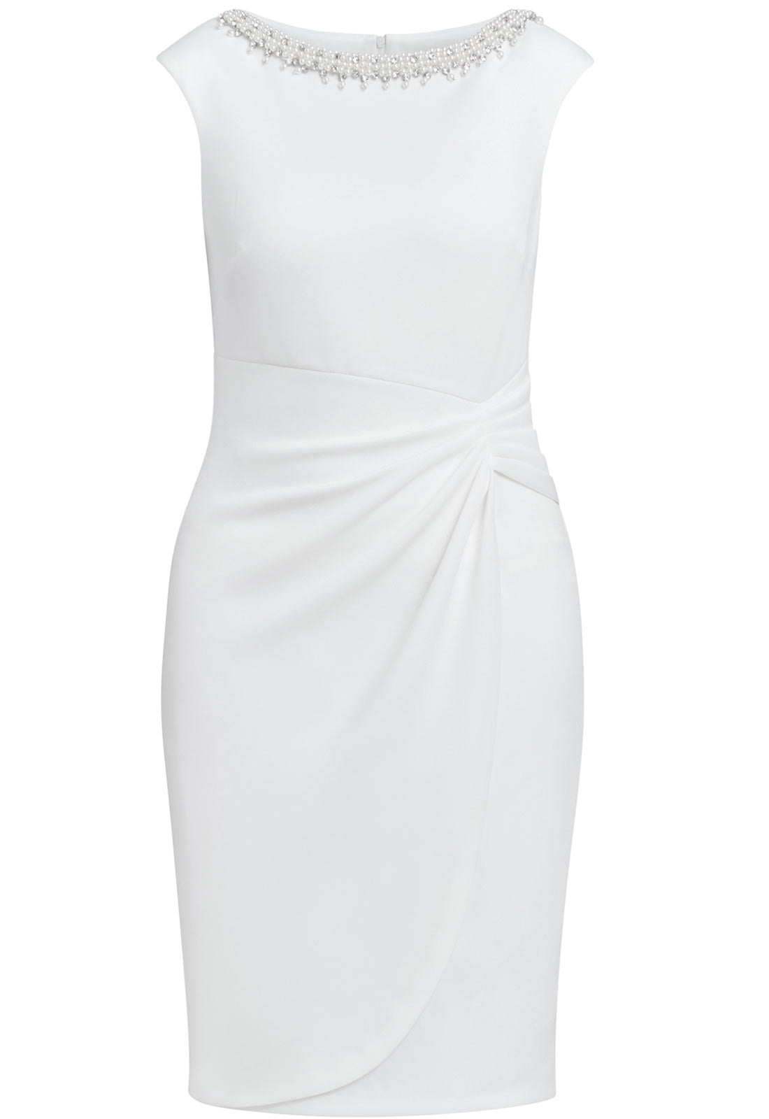 Gina Bacconi Ivory Sansa Wrap Dress With Beaded Neck