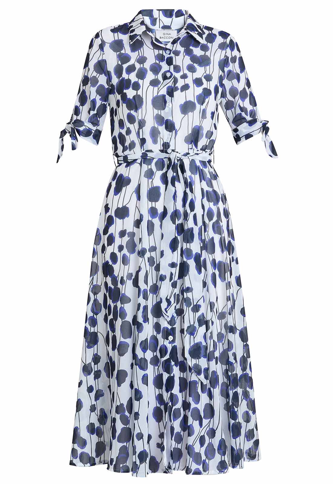 Gina Bacconi Navy Adrienne Shirt Dress