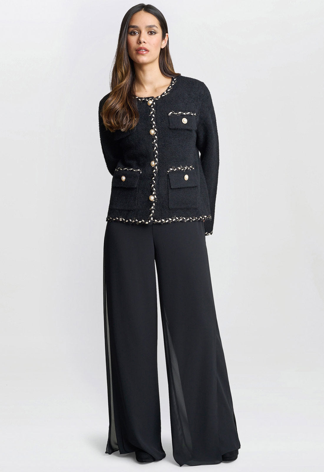 Gina Bacconi Black Christy Pearl Button Jacket