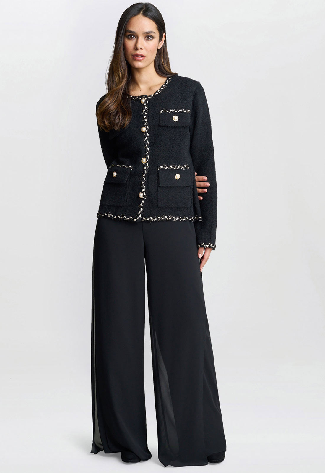 Gina Bacconi Black Christy Pearl Button Jacket