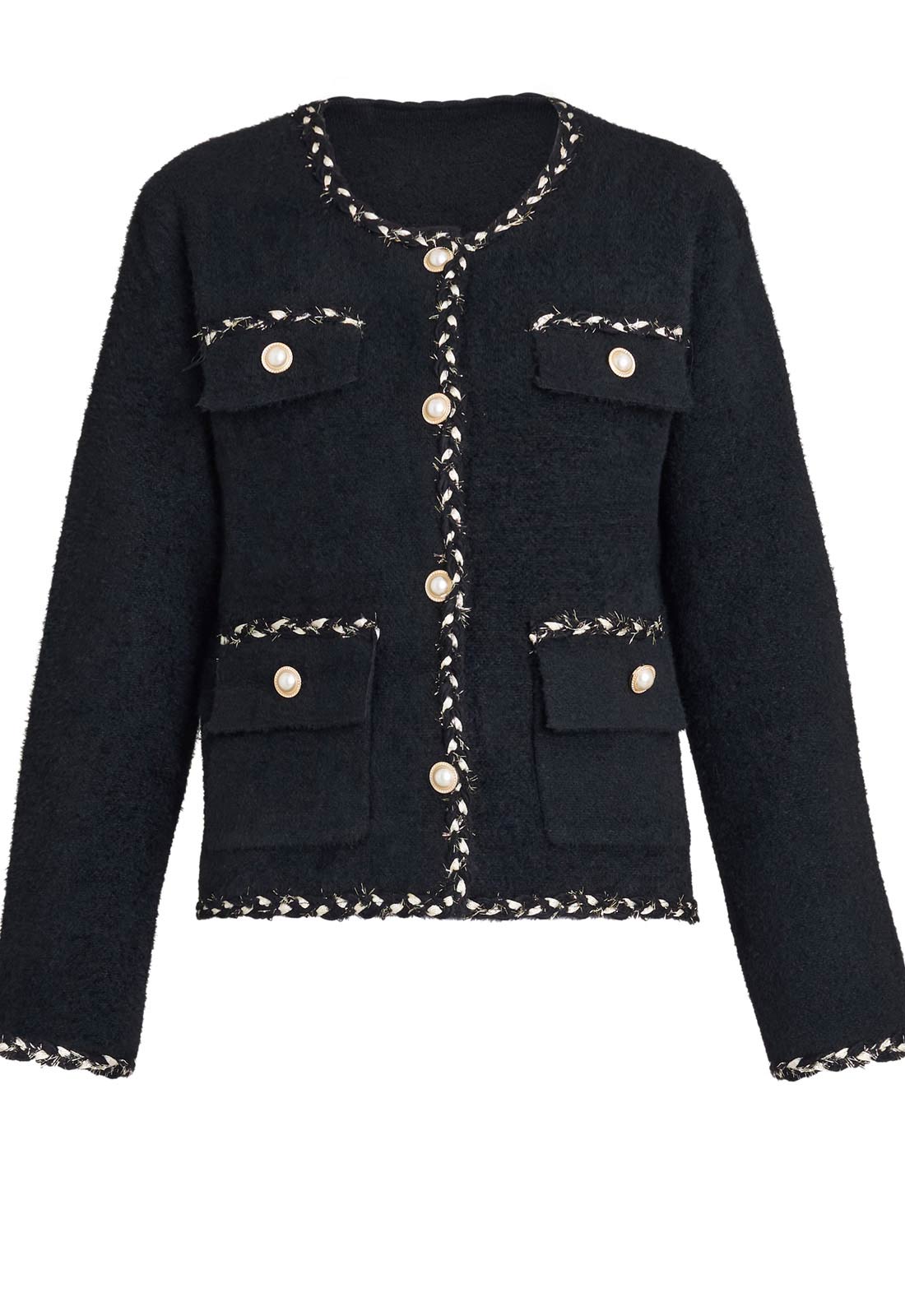 Gina Bacconi Black Christy Pearl Button Jacket