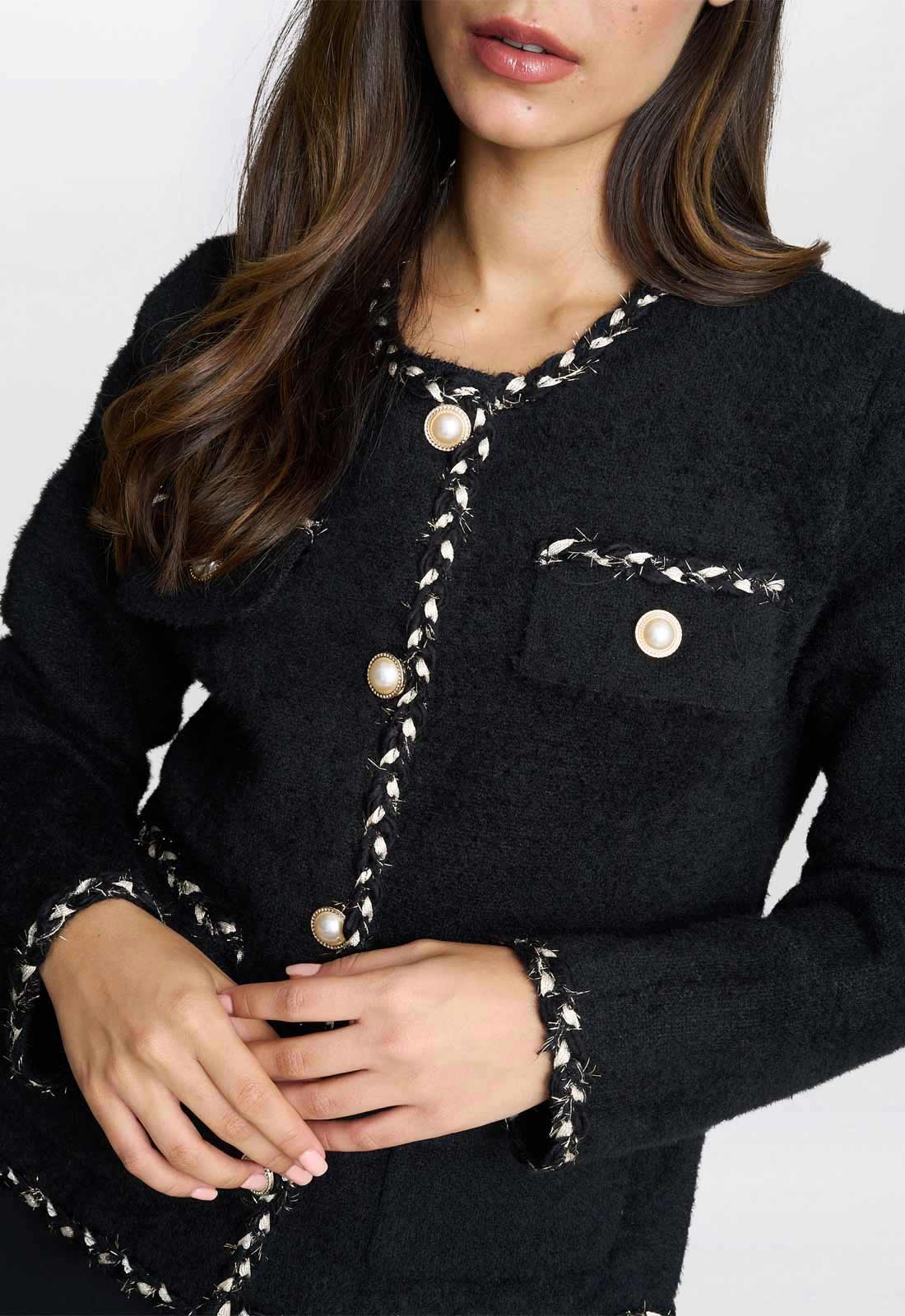 Gina Bacconi Black Christy Pearl Button Jacket