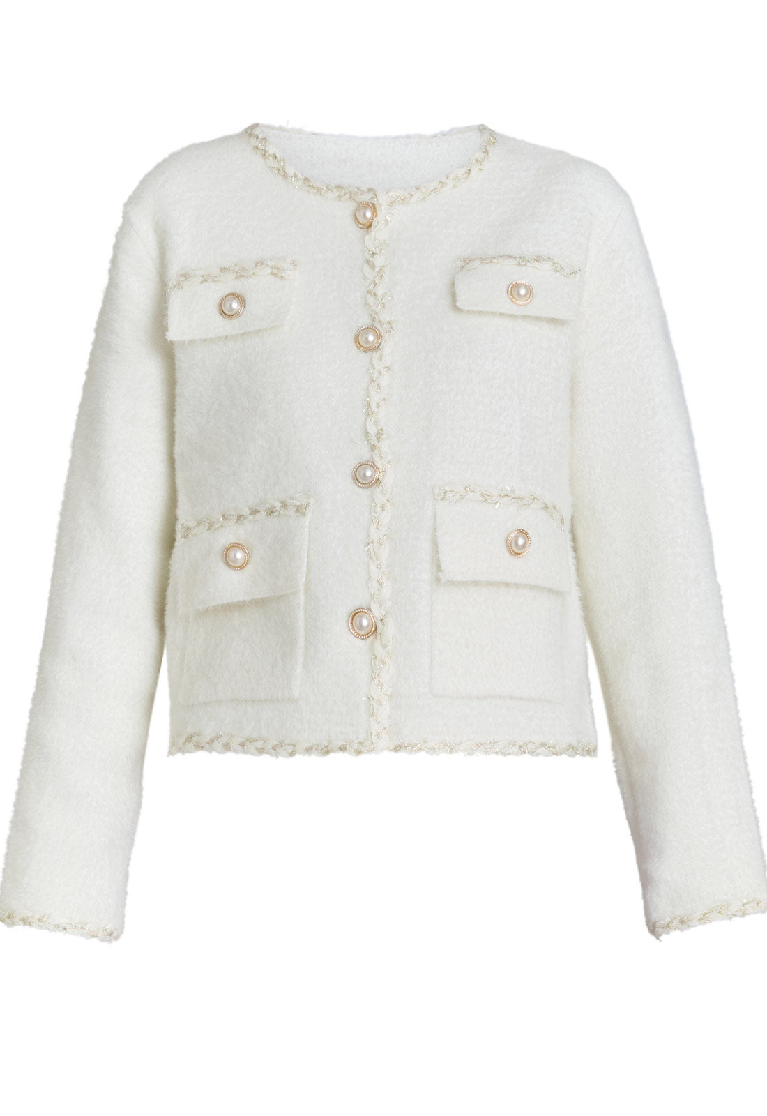 Gina Bacconi White Christy Pearl Button Jacket