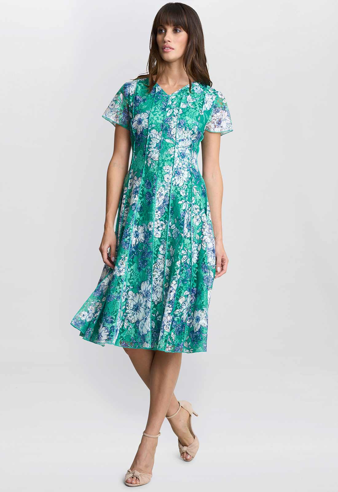 Gina Bacconi Green Billy Floral Dress