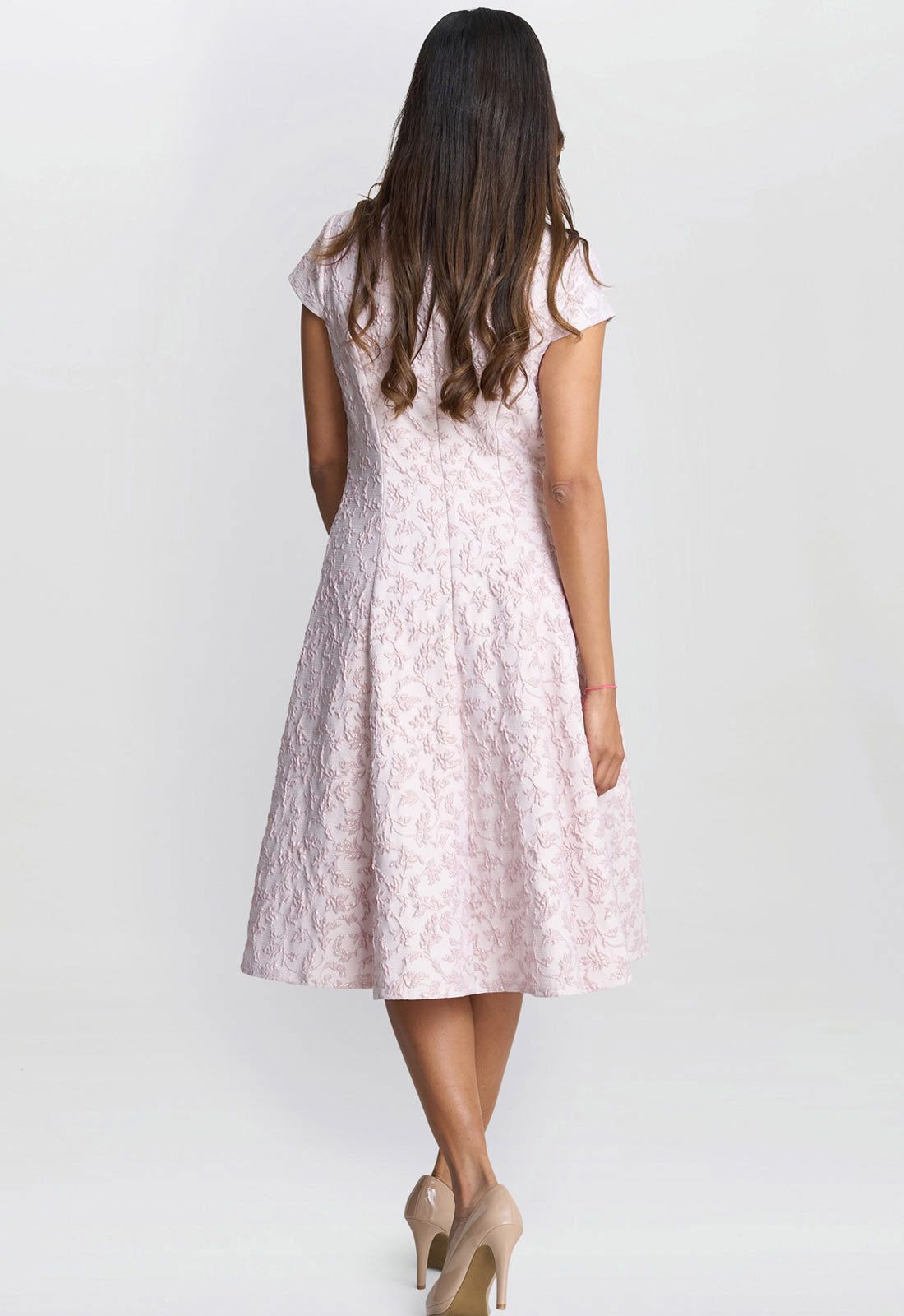 Gina Bacconi Pink Blossom Daphnie Jacquard Dress