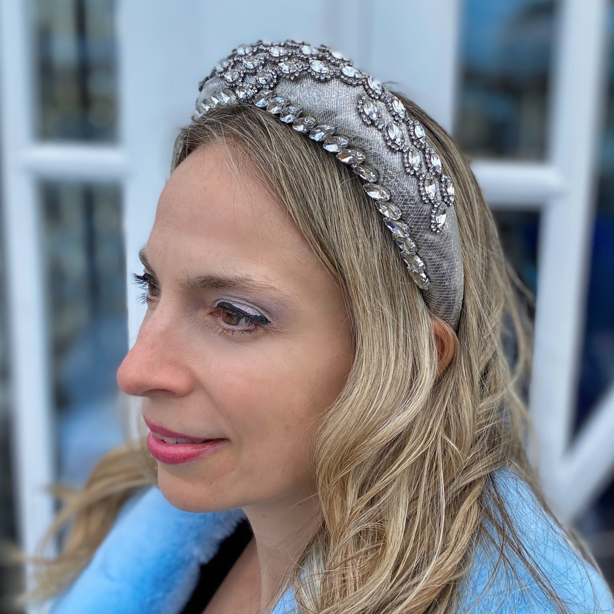 QueenMee Silver Headpiece Wedding Headpiece Silver Headband Races Headband Crystal