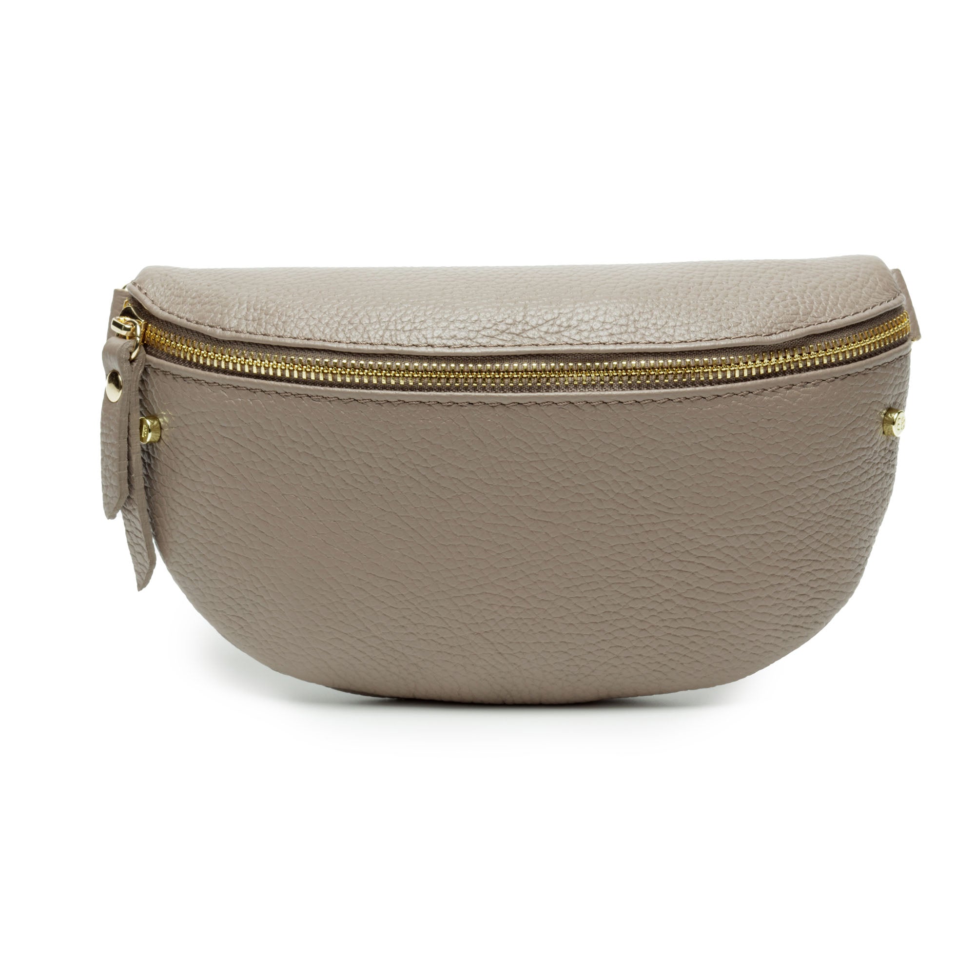 Elie Beaumont Sling Bag - Mink Grey with Green Gold Trim Strap