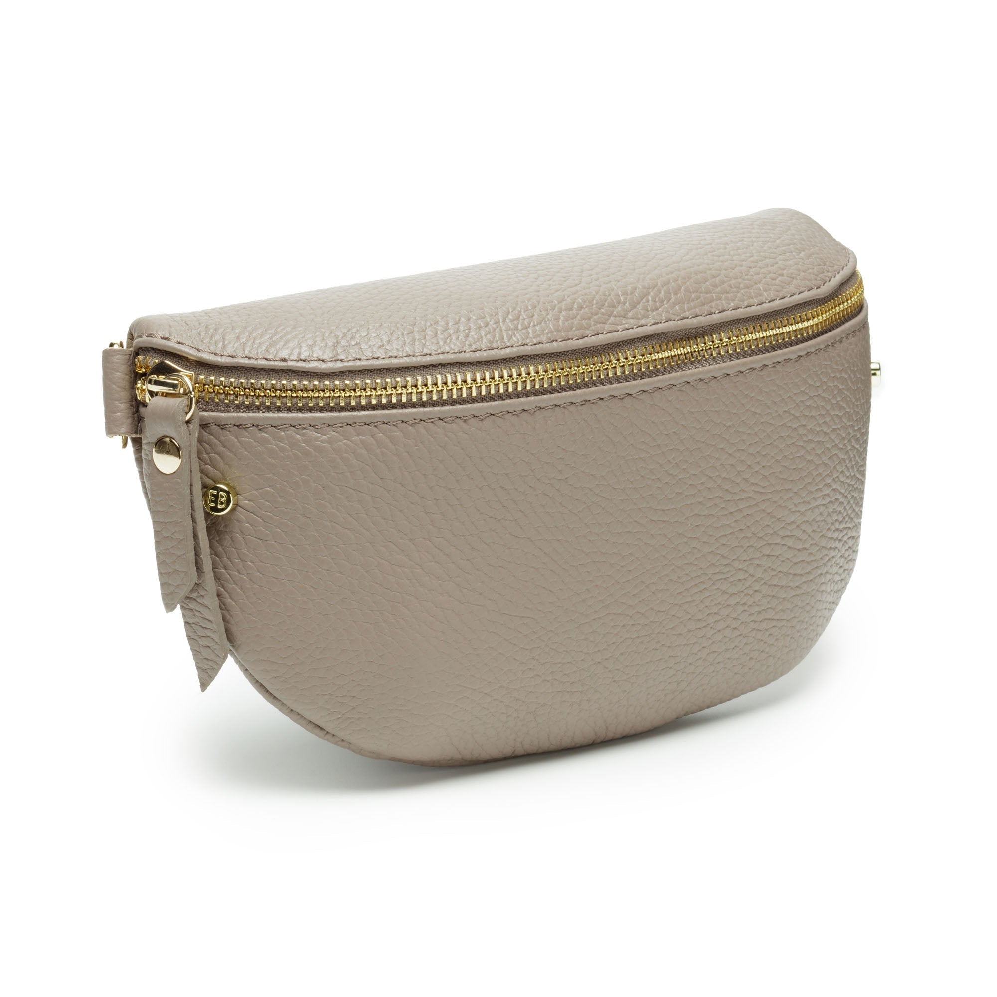 Elie Beaumont Sling Bag - Mink Grey with Green Gold Trim Strap