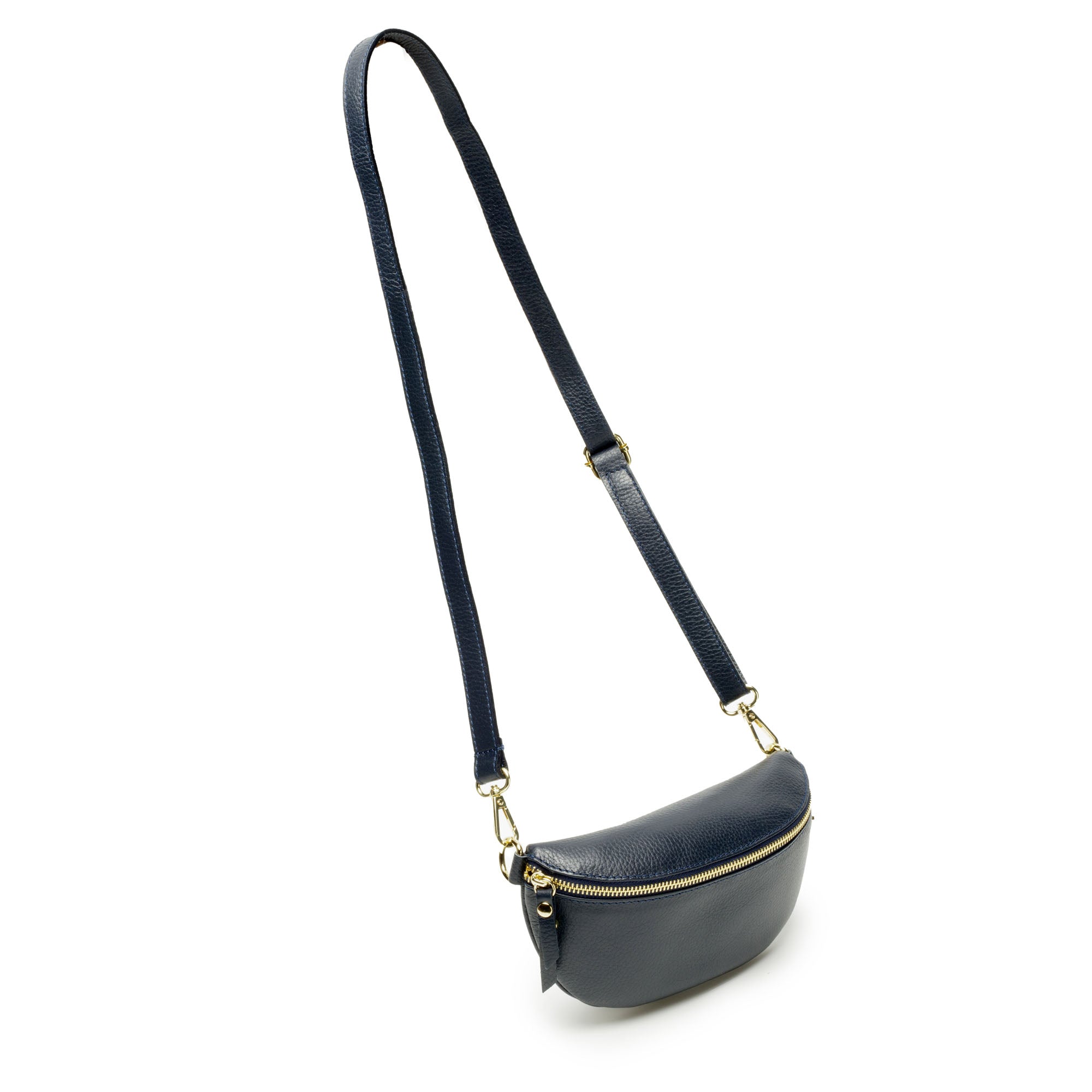 Elie Beaumont Sling Bag - Navy with Fuchsia Red Stripe Strap