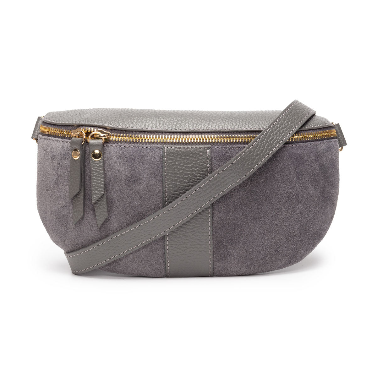 Elie Beaumont Suede Sling Bag Slate Grey