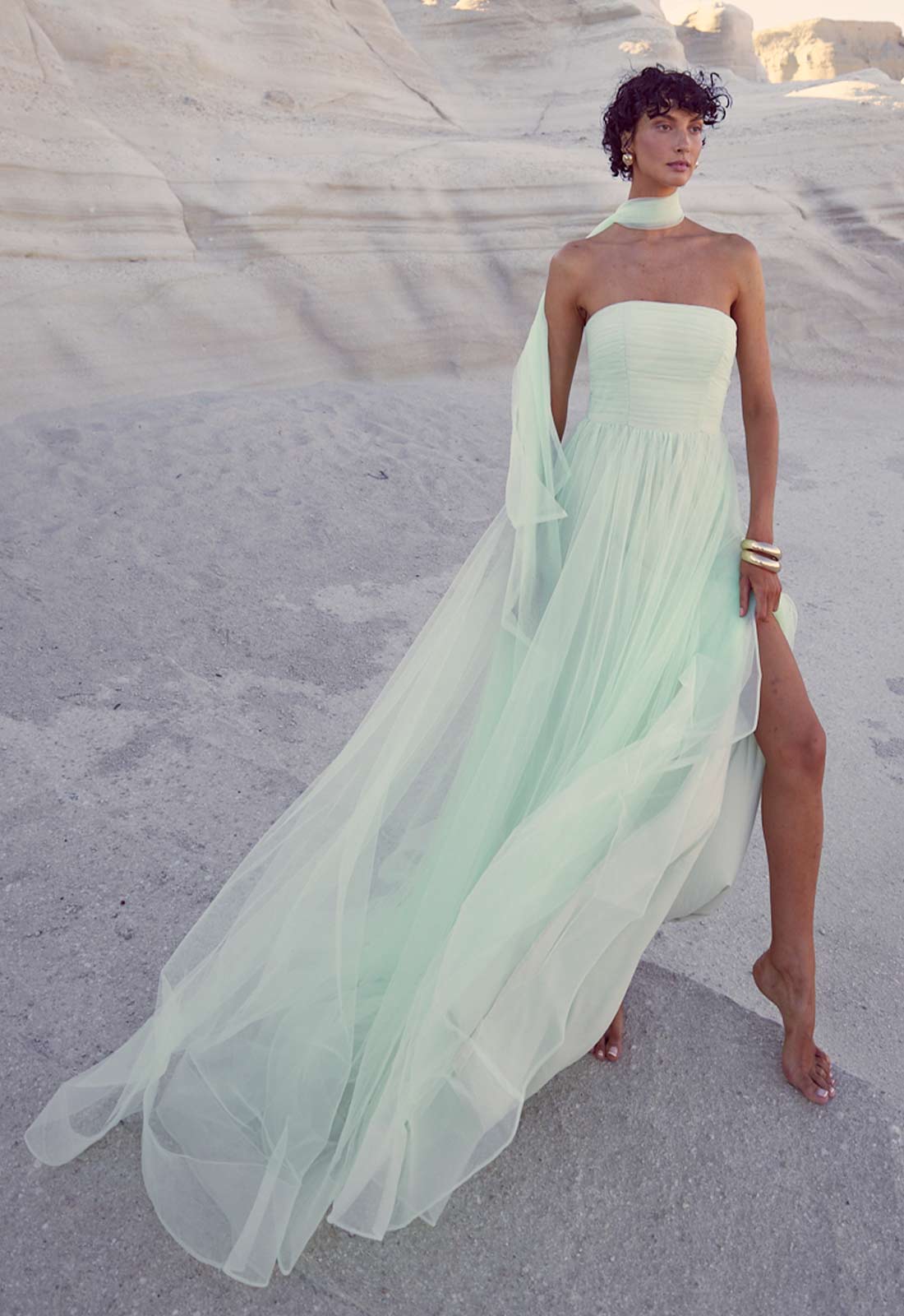 True Decadence Mint-Green Theodora Strapless Maxi Dress