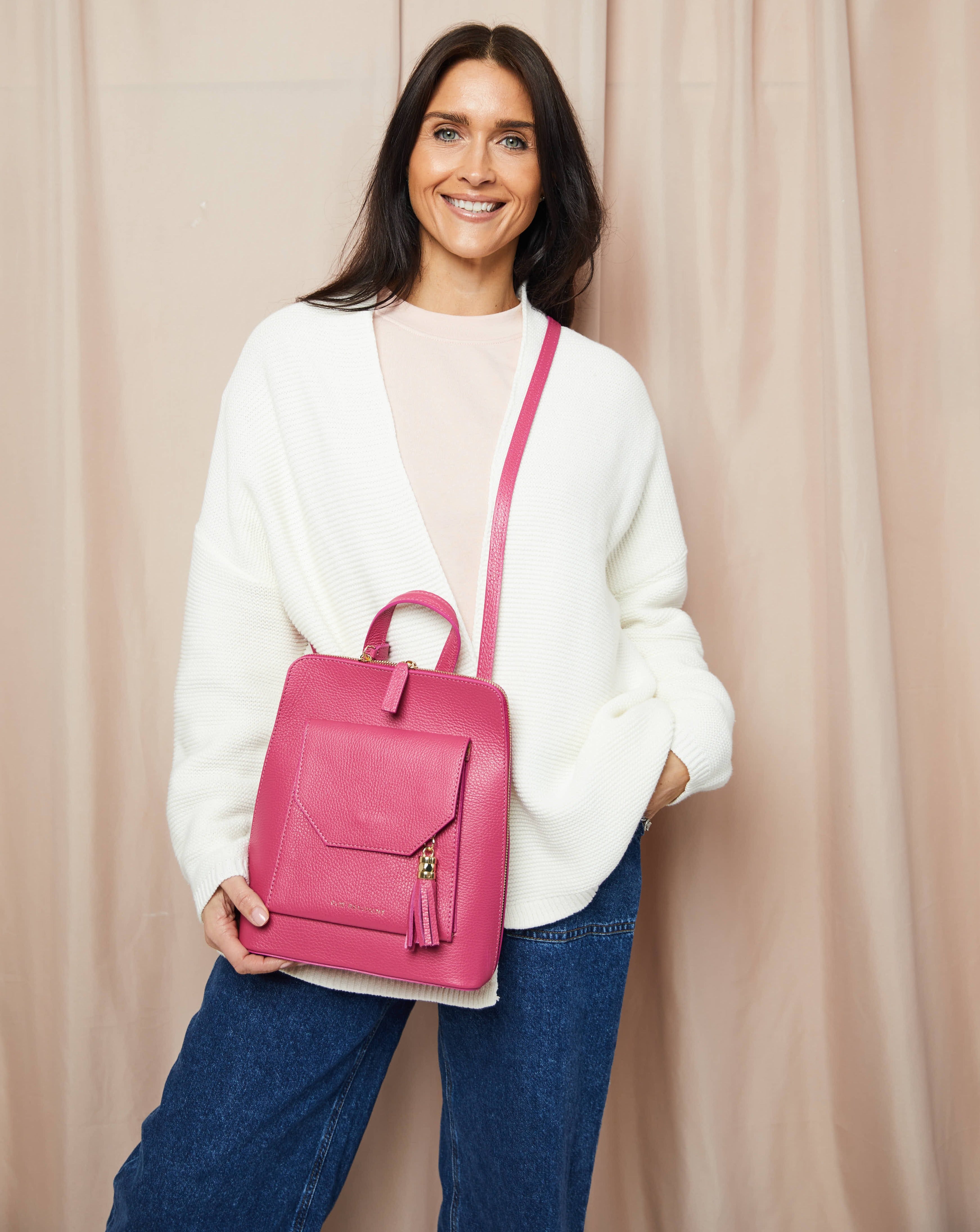 Elie Beaumont Verso Backpack/Crossbody Cerise