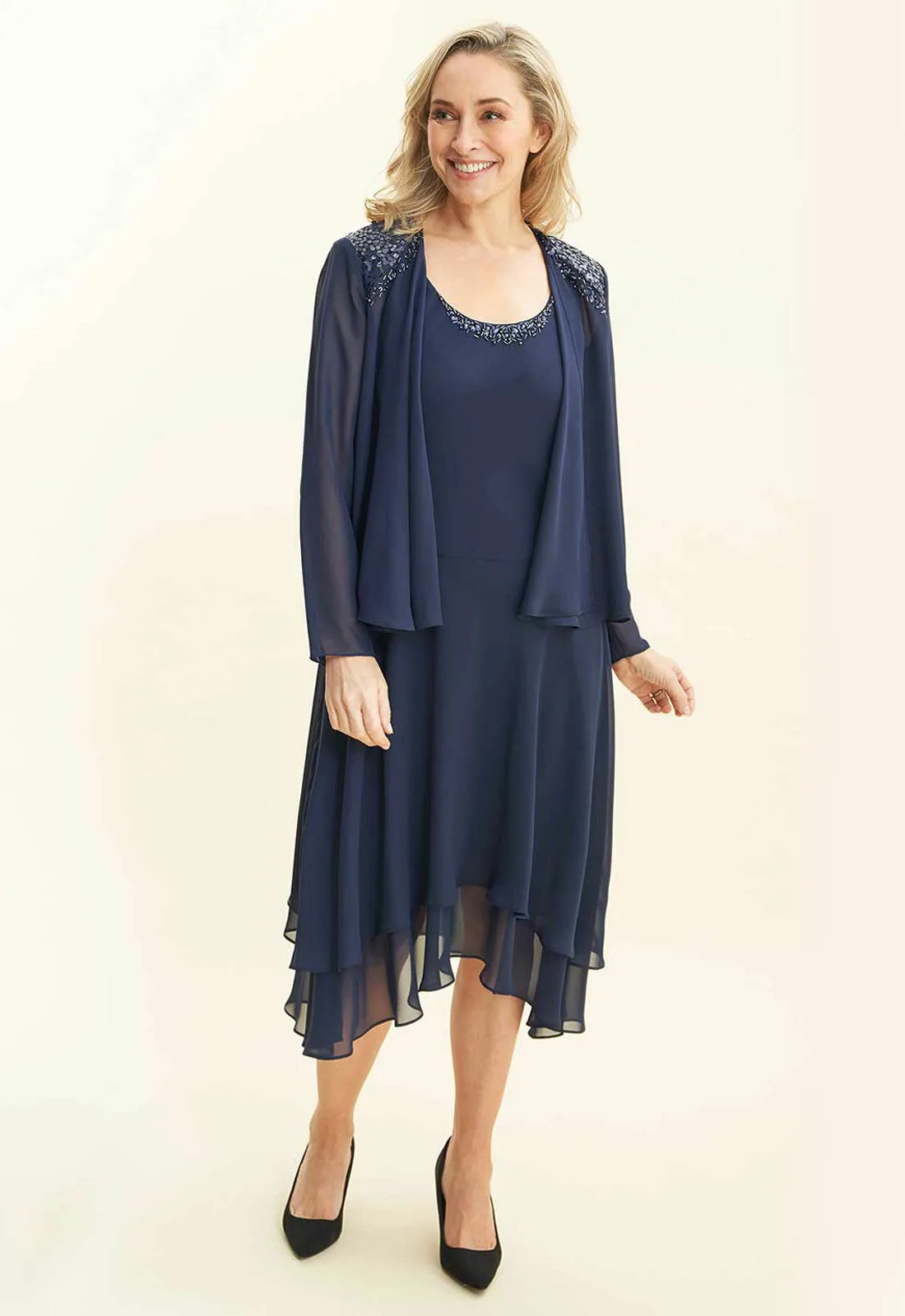 Gina Bacconi Navy Lillibeth Dress with Jacket