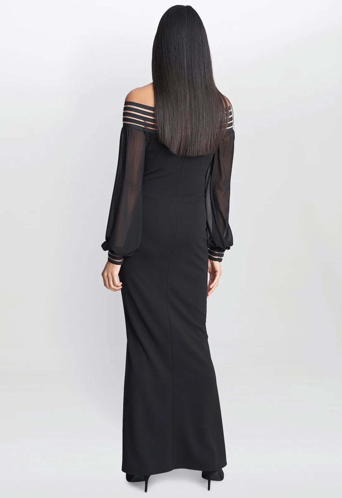 Gina Bacconi Black Vanessa Crepe Maxi Dress