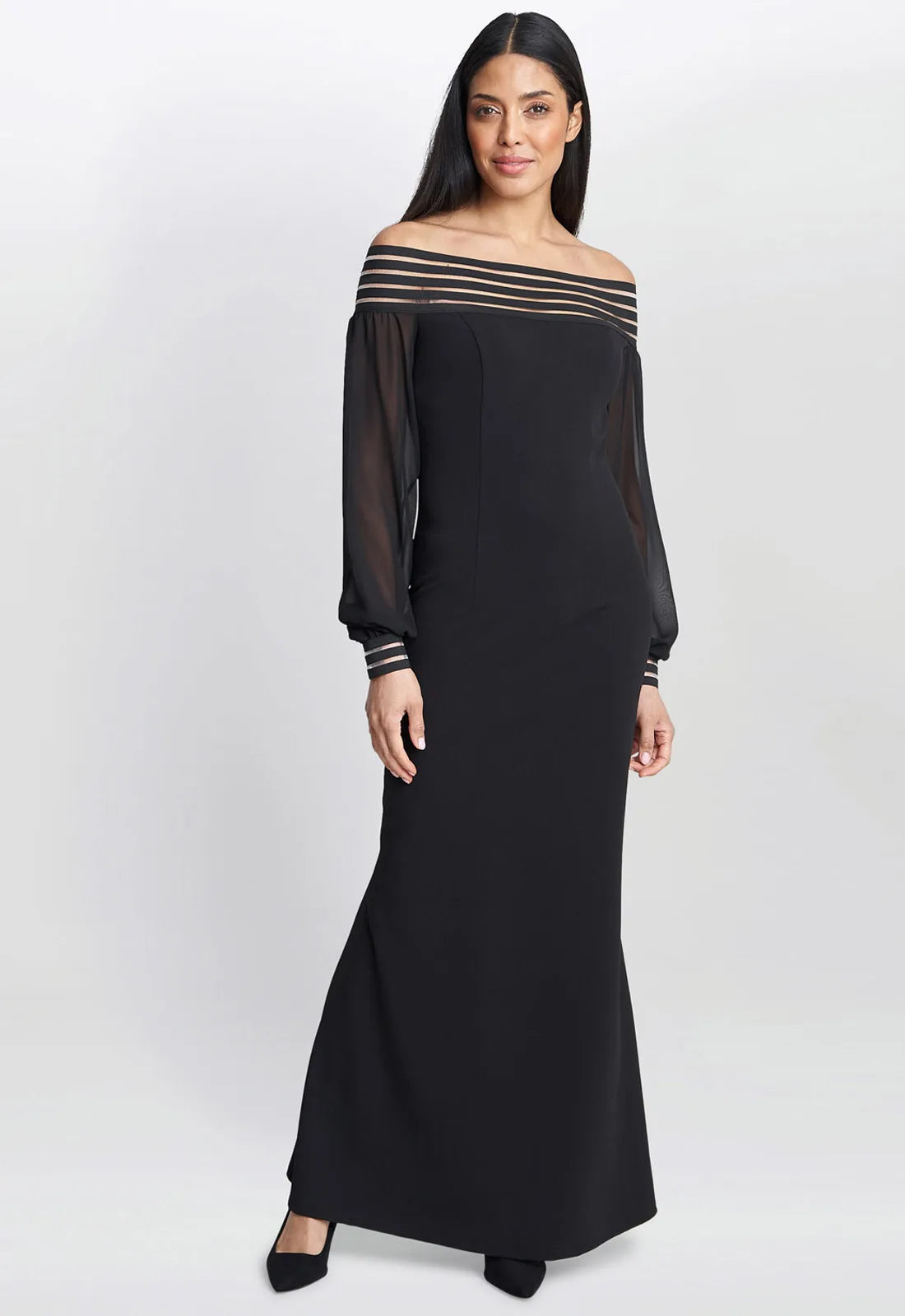 Gina Bacconi Black Vanessa Crepe Maxi Dress