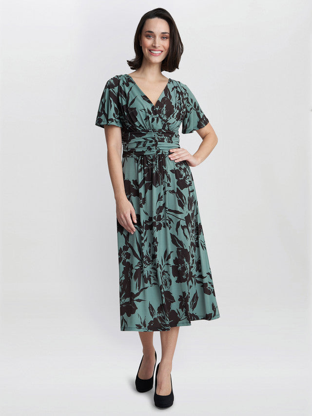 Gina Bacconi Green Heidi Jersey Print Dress