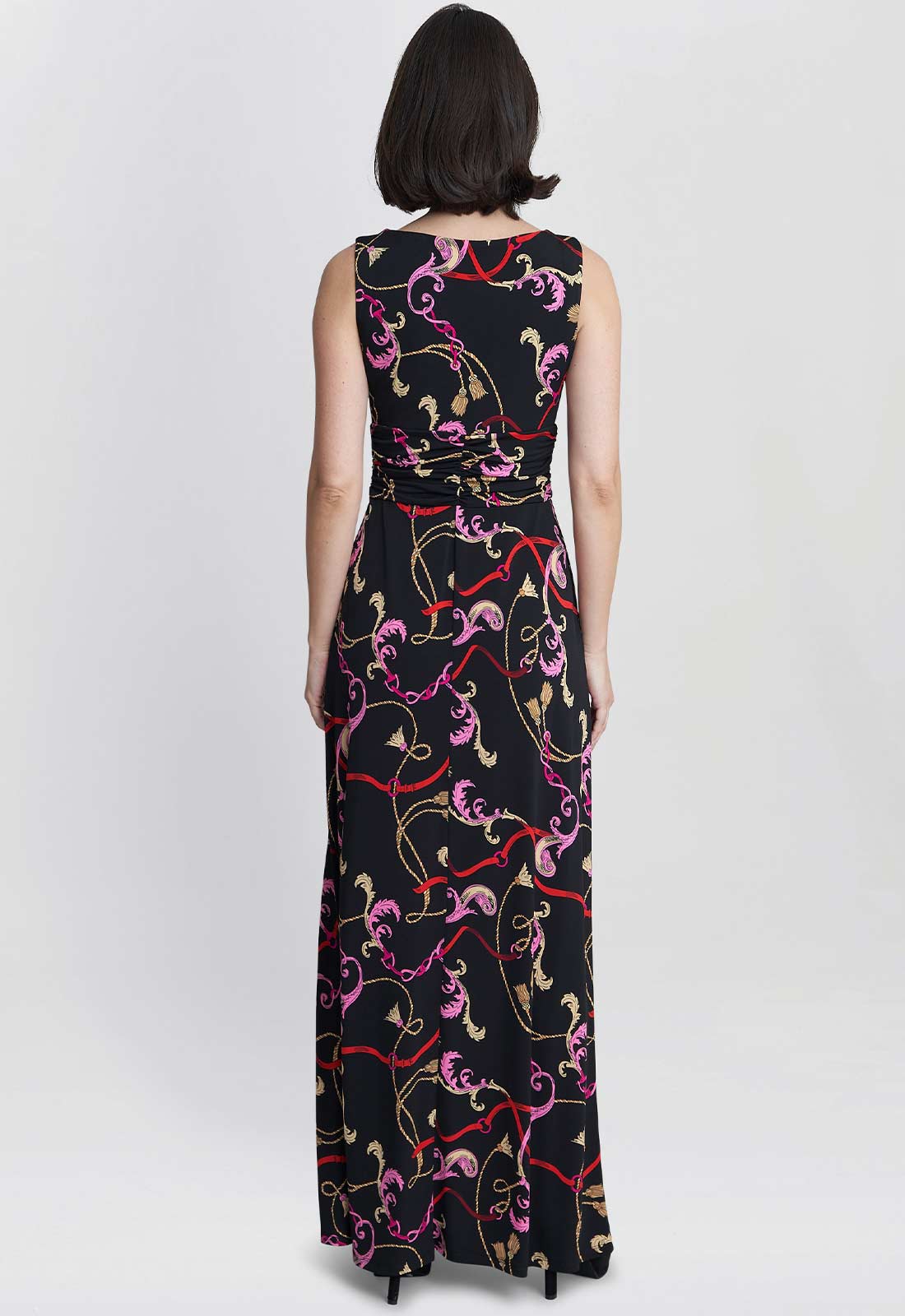 Gina Bacconi Black and Pink Henrietta Jersey Maxi Dress