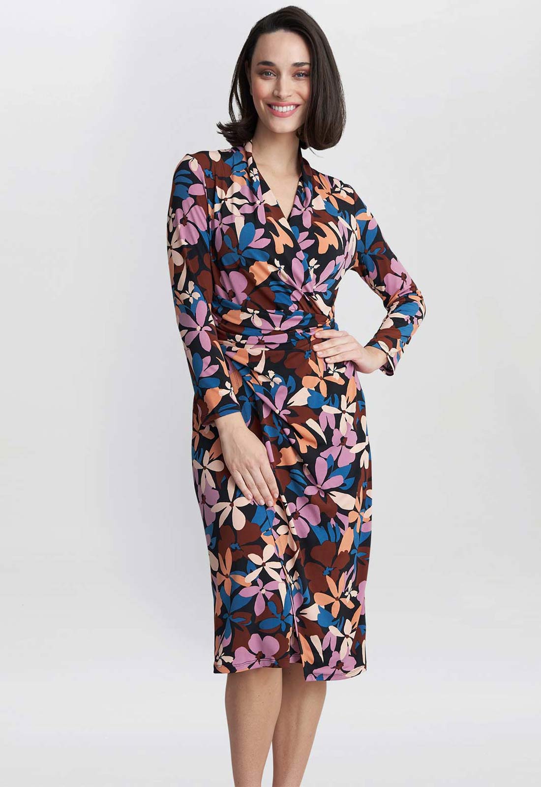 Gina Bacconi Black & Plum Isobel Jersey Wrap Dress