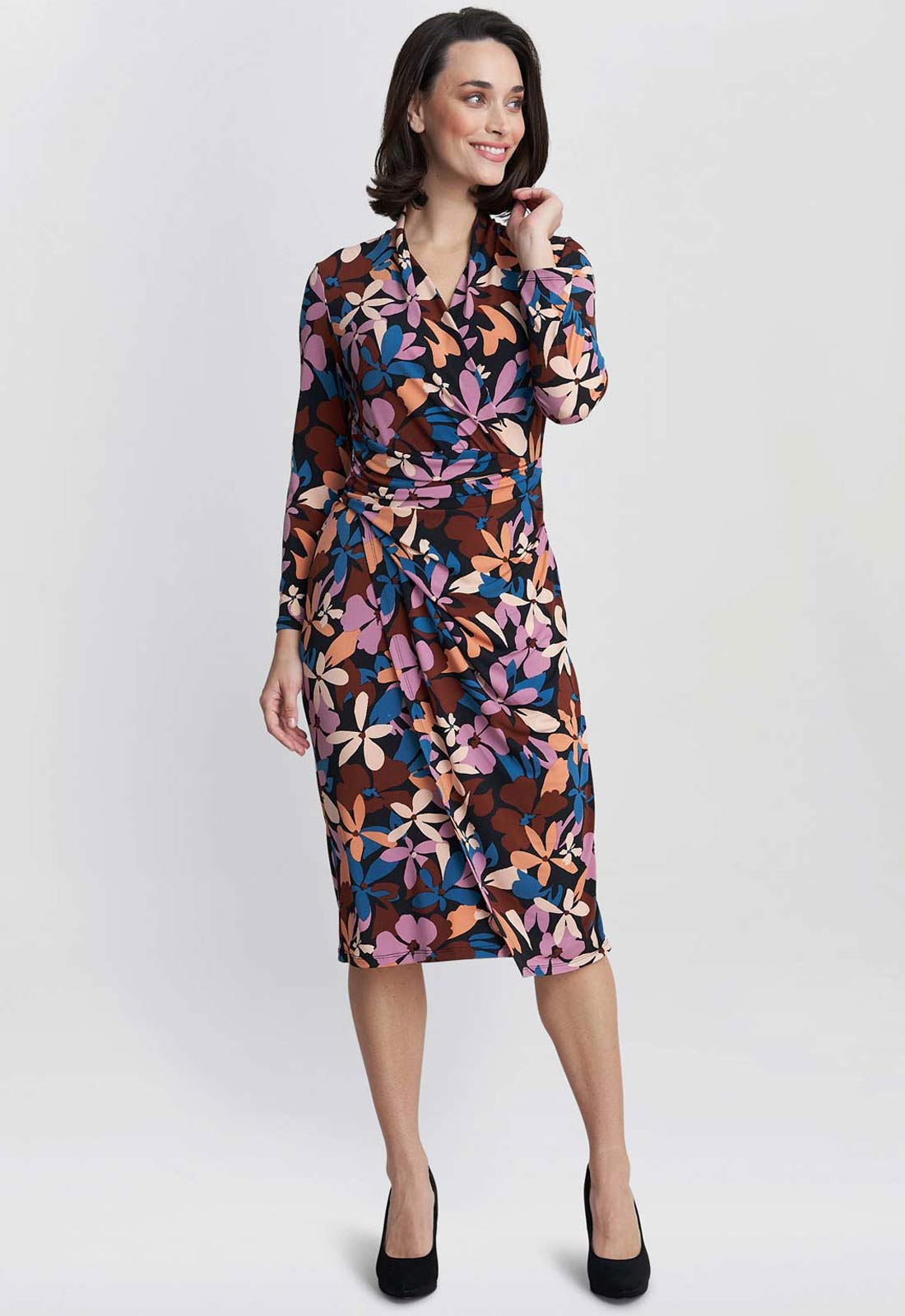 Gina Bacconi Black & Plum Isobel Jersey Wrap Dress