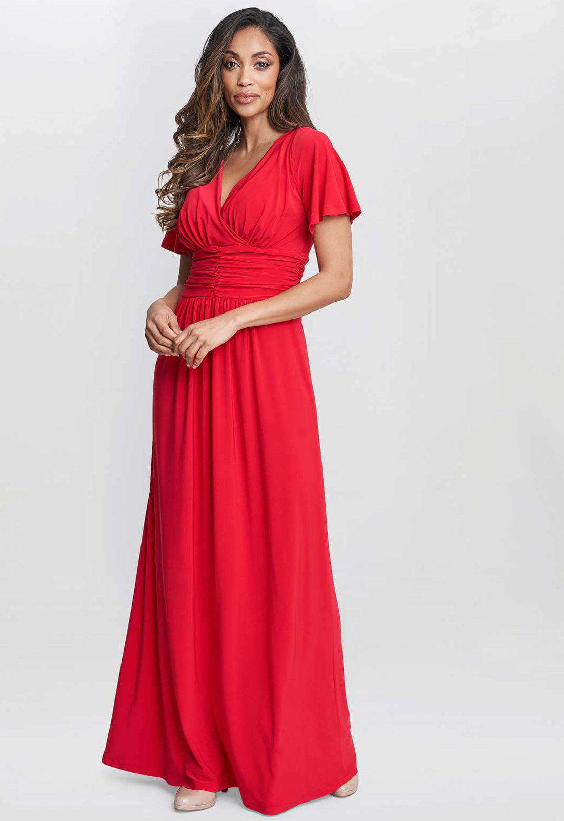 Gina Bacconi Red Elena Jersey Maxi Dress