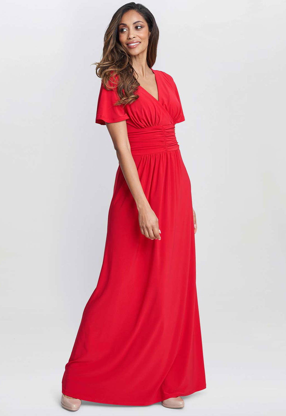 Gina Bacconi Red Elena Jersey Maxi Dress