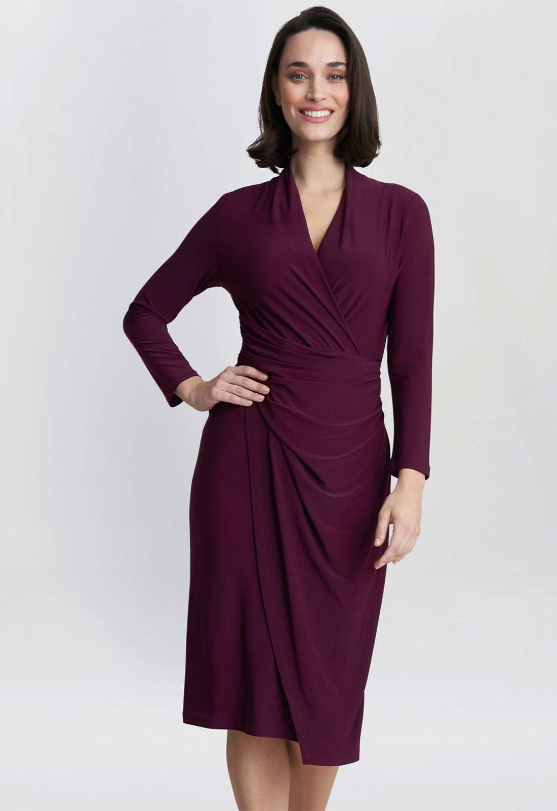 Gina Bacconi Plum Gloria Jersey Wrap Dress