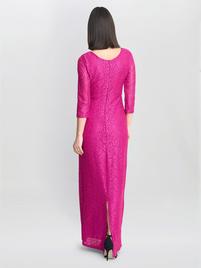 Gina Bacconi Pink Fearne Lace Wrap Maxi Dress