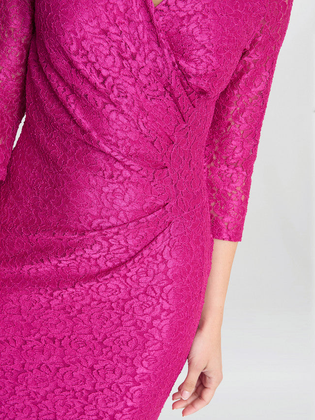 Gina Bacconi Pink Fearne Lace Wrap Maxi Dress