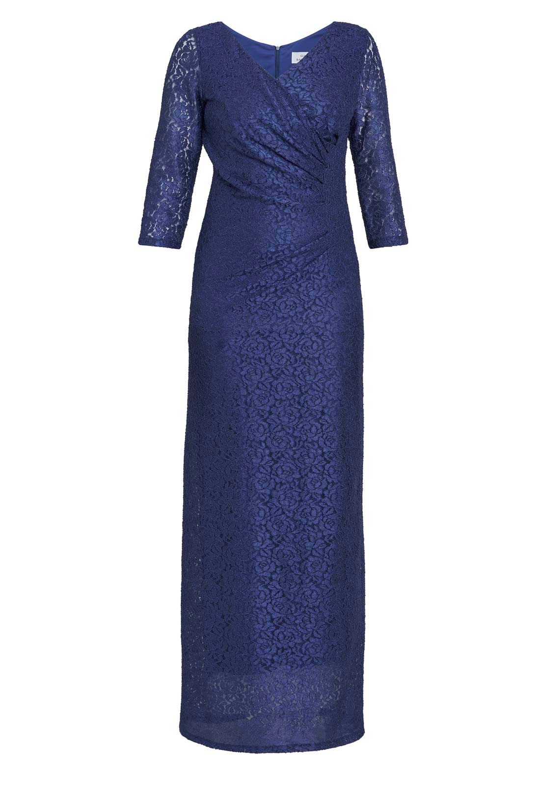 Gina Bacconi Navy Fearne Lace Wrap Maxi Dress