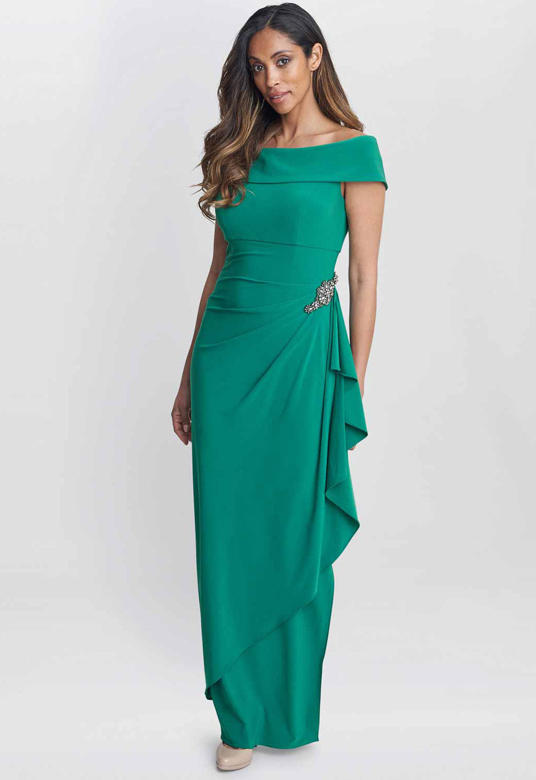 Gina Bacconi Jade Jodie Off Shoulder Jersey Dress 10