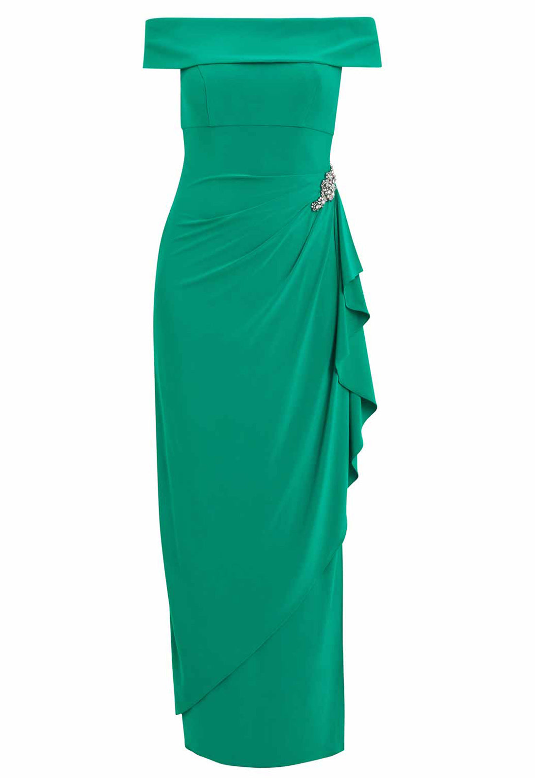 Gina Bacconi Jade Jodie Off Shoulder Jersey Dress With Hip Detail