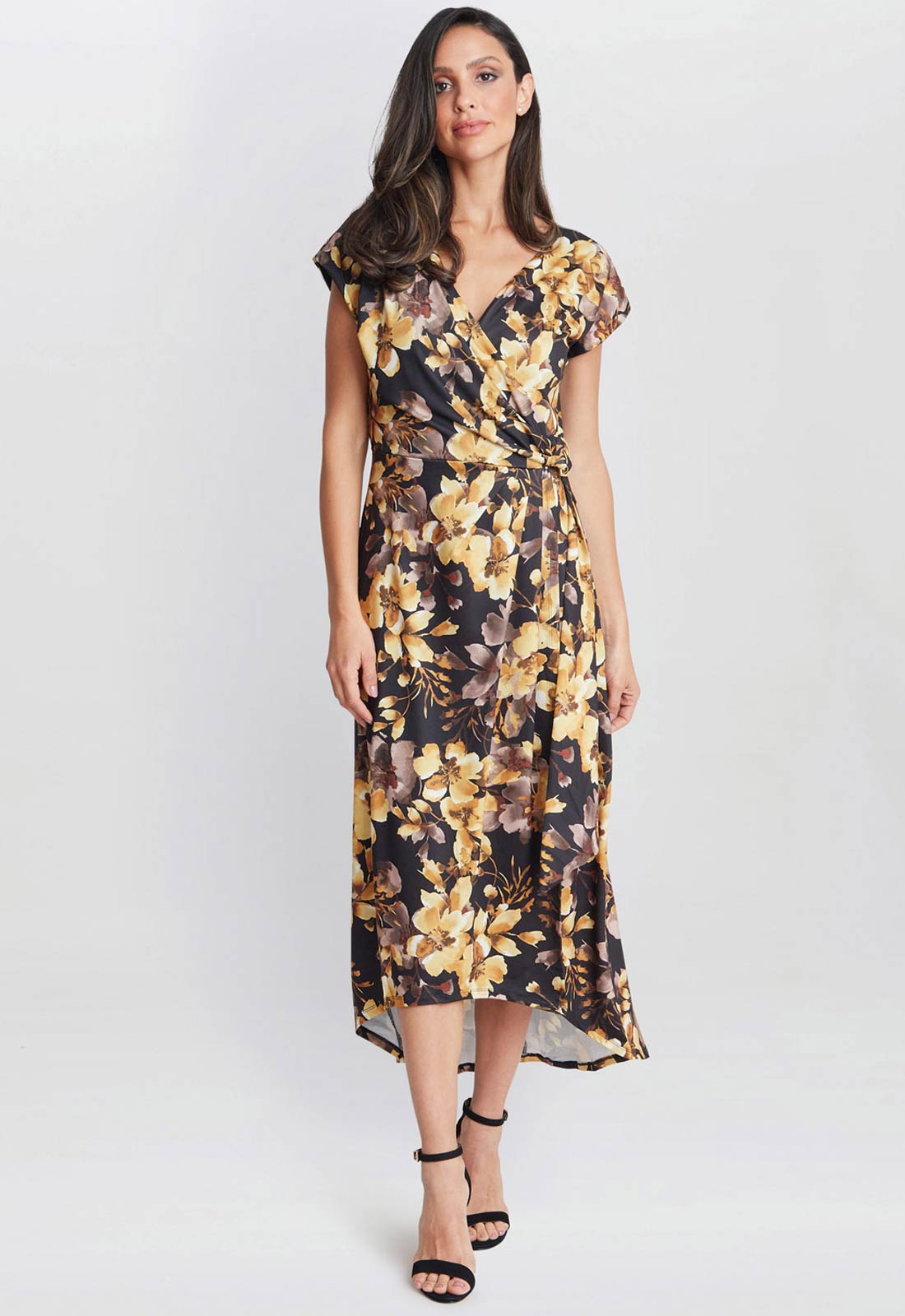 Gina Bacconi Black Remi Printed Maxi Dress