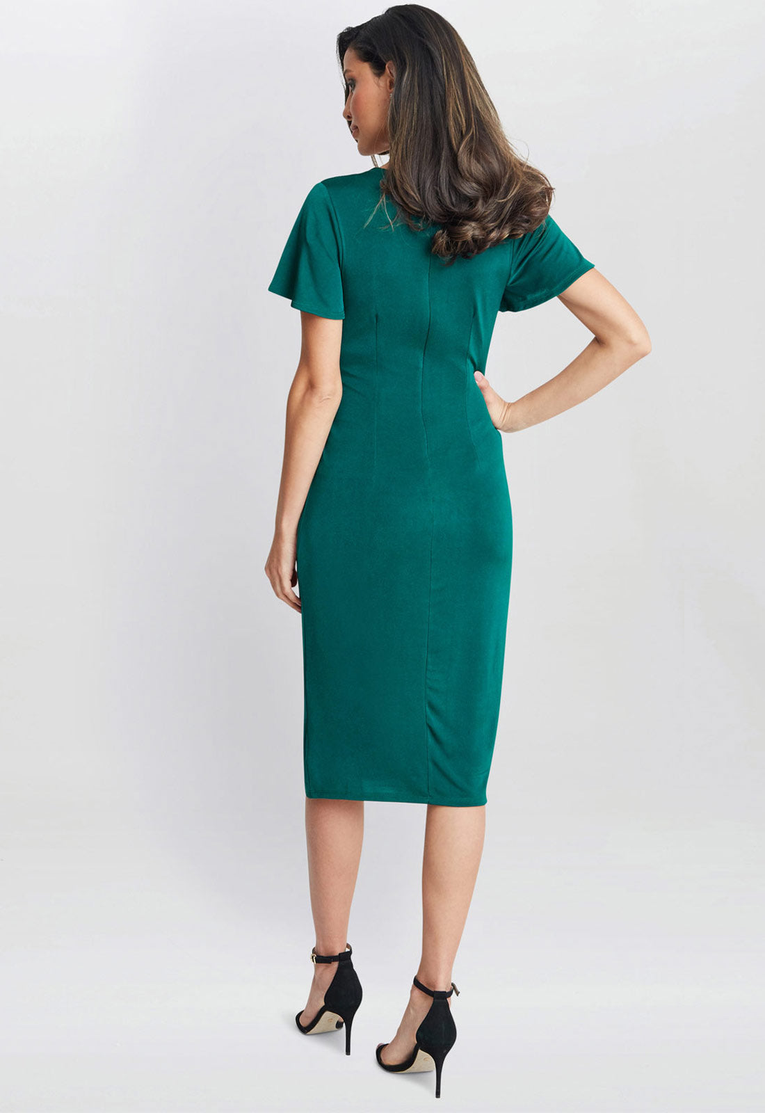 Gina Bacconi Spruce Green Marion Midi Matte Jersey Midi Dress