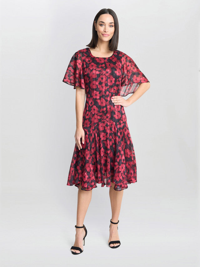 Gina Bacconi Burgundy Annette Chiffon Dress