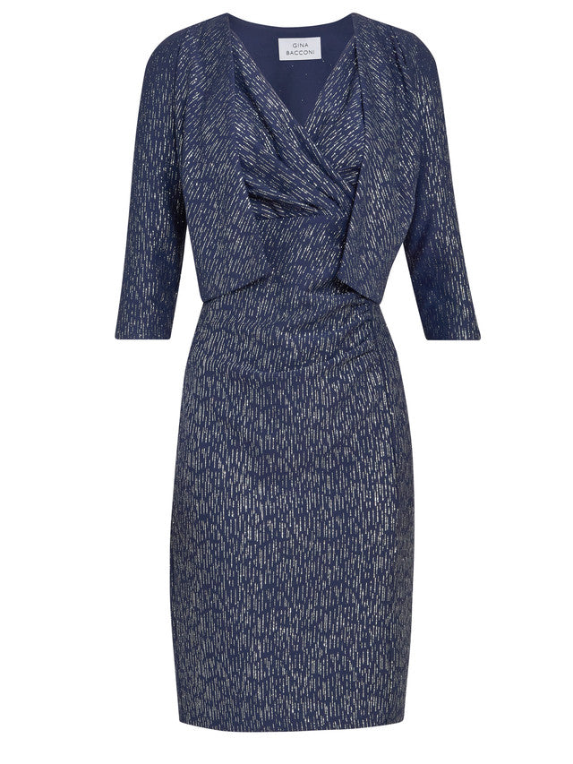 Gina Bacconi Blue Miriam V-Neck Dress And Jacket Set