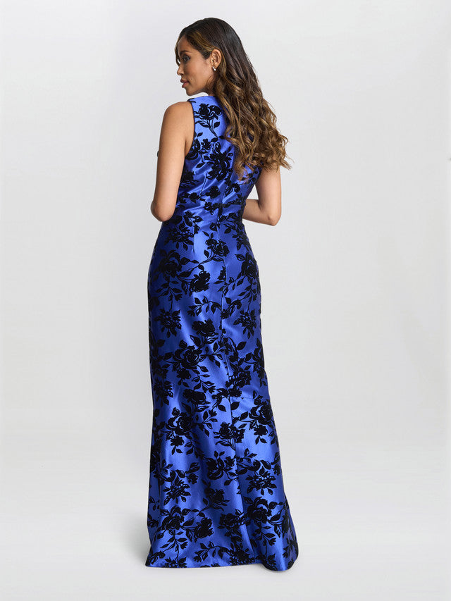 Gina Bacconi Blue Odette Sleeveless Floral Maxi Dress