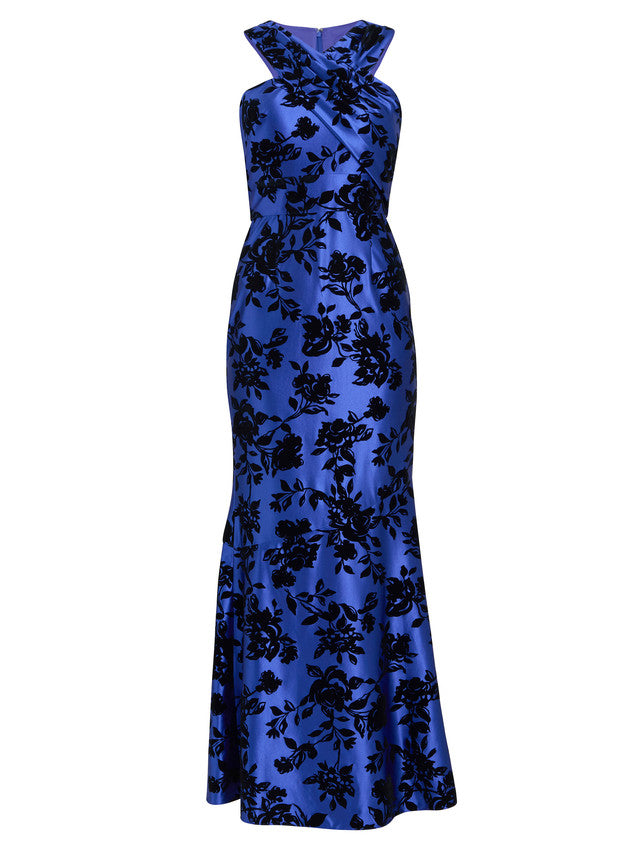 Gina Bacconi Blue Odette Sleeveless Floral Maxi Dress