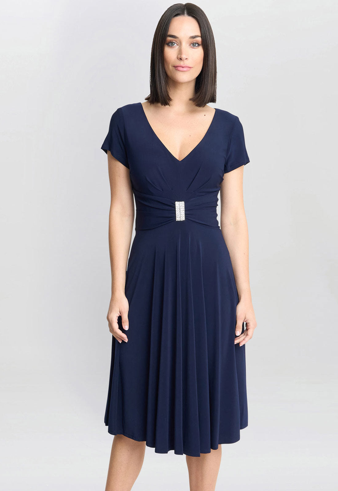 Gina Bacconi Navy Elsa Jersey Cocktail Dress