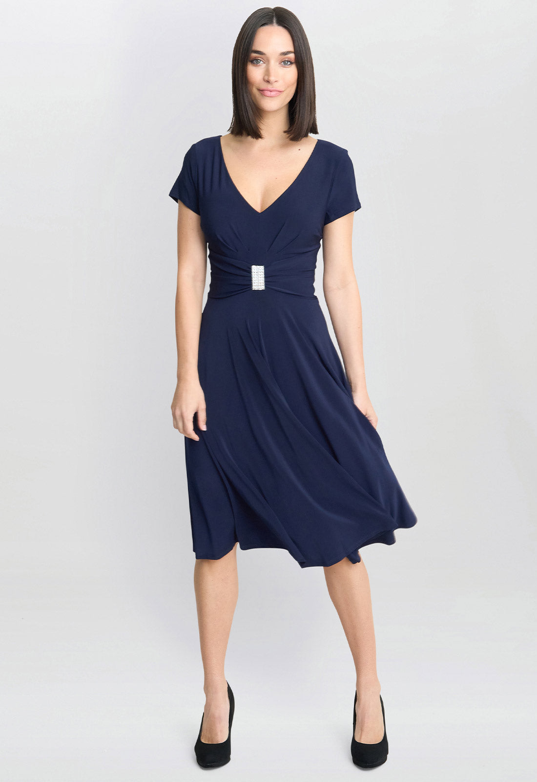 Gina Bacconi Navy Elsa Jersey Cocktail Dress