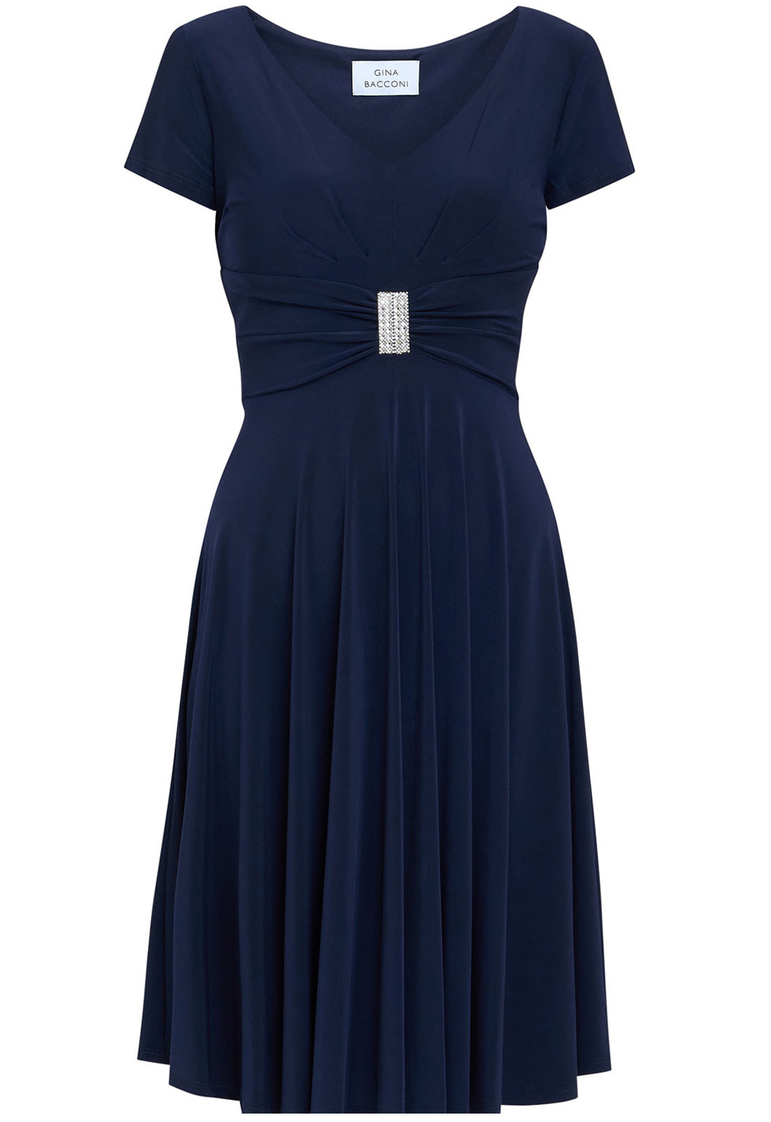 Gina Bacconi Navy Elsa Jersey Cocktail Dress