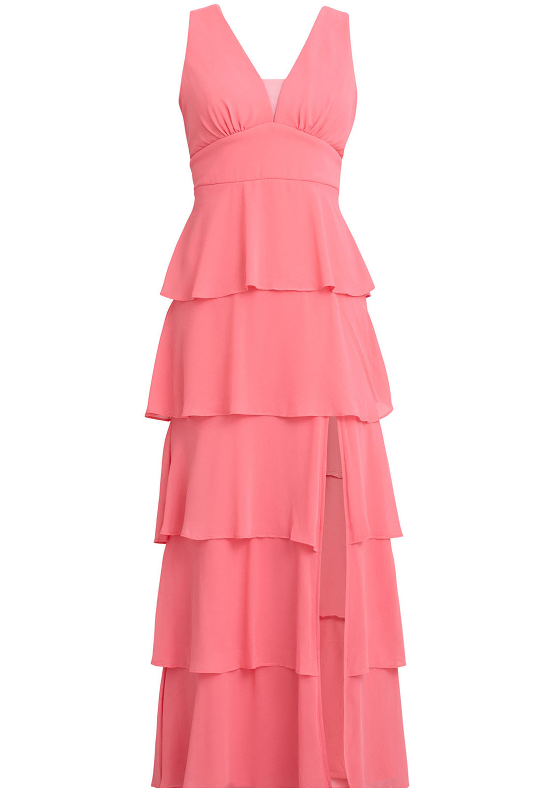 Gina Bacconi Coral Lucielle Sleevless Tiered Maxi Dress