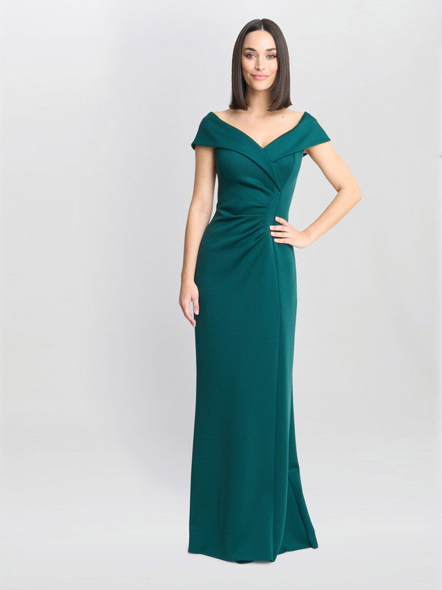 Gina Bacconi Green Carolyn Off The Shoulder Maxi Dress