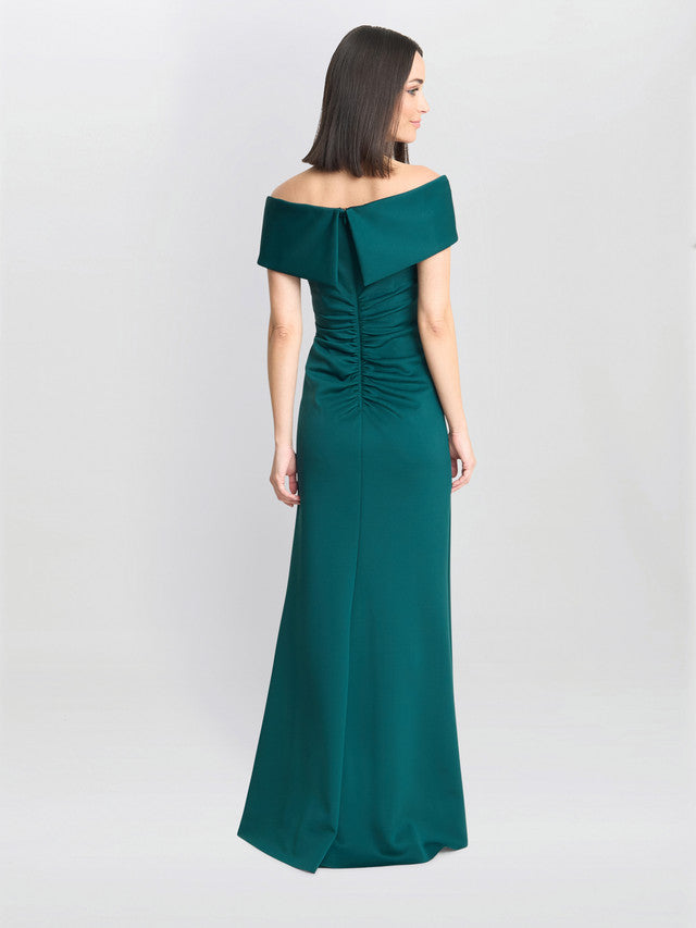 Gina Bacconi Green Carolyn Off The Shoulder Maxi Dress