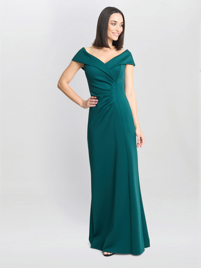 Gina Bacconi Green Carolyn Off The Shoulder Maxi Dress