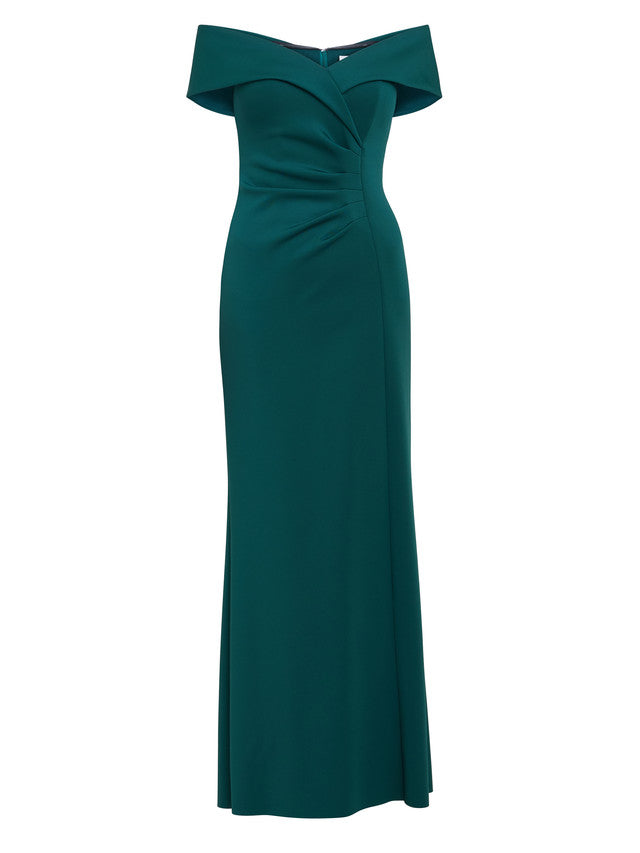 Gina Bacconi Green Carolyn Off The Shoulder Maxi Dress