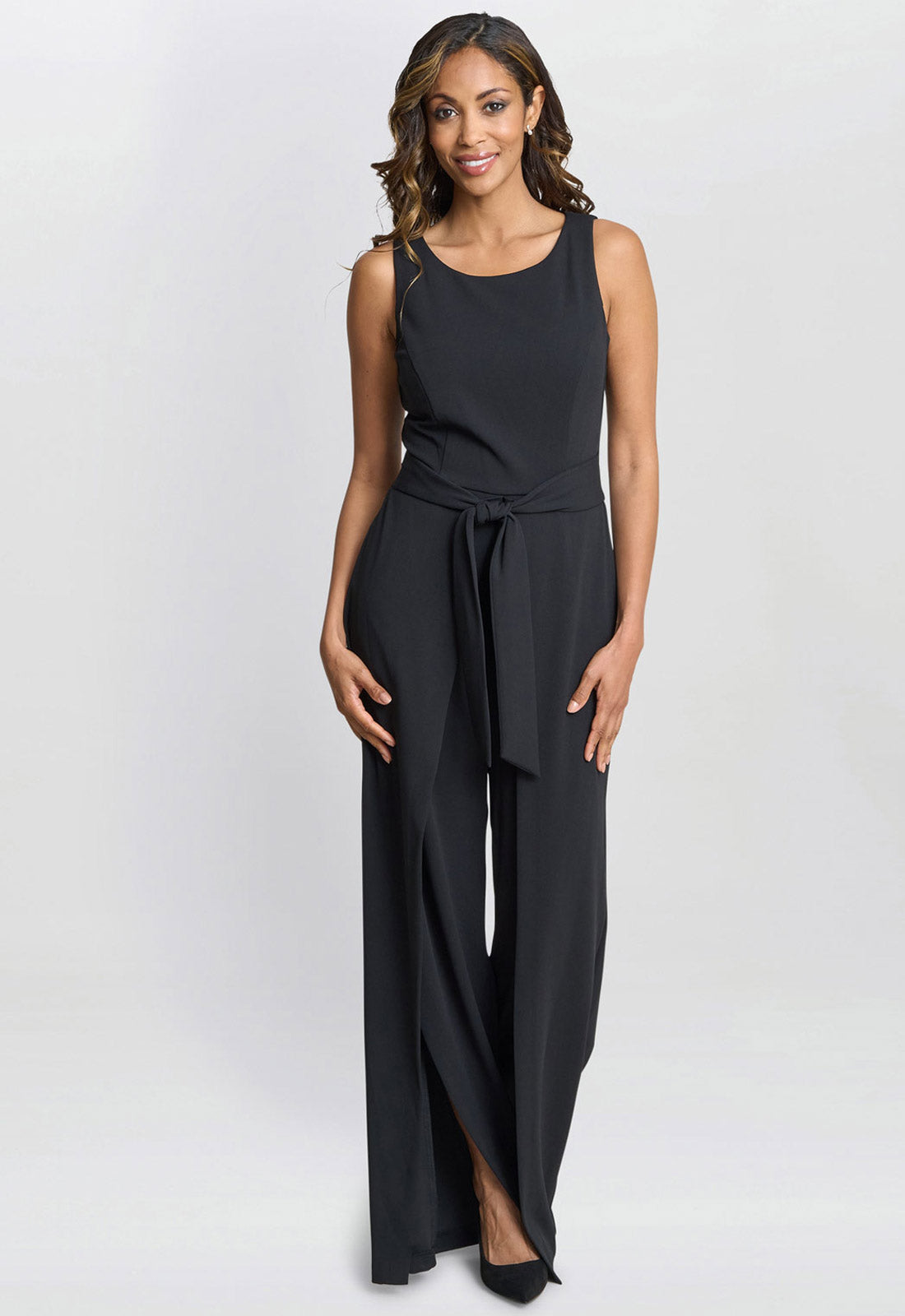 Gina Bacconi Black Dottie Wrap Effect Jumpsuit